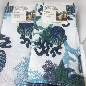 Homer Laughlin Fiesta Coastal Coral Set of 4 Dinner Napkins Nautical 19” Square - Picture 1 of 12