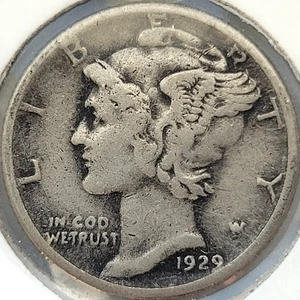 1929-S Mercury Dime 10c Fine F+ * Original Surfaces * 1929S #2 - Picture 1 of 2