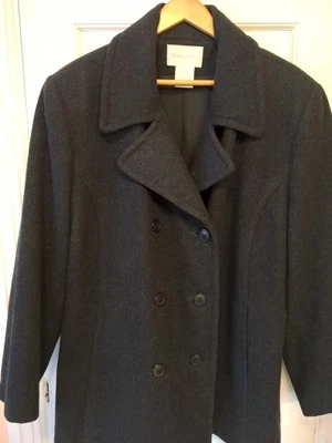 Casaco Worthington 100% lã cinza ervilha peito duplo tamanho 20 forrado - Imagem 1 de 4