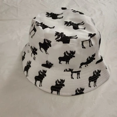 Archer Roose Alce Reversible Sombrero Cubo Unisex Gorra Playa Blanco y Negro  Foto 1 de 4