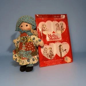 Holly Hobbie Valentines 1990  Sealed Box 38 Cards And 9 Inch Holly Hobbie Doll - Picture 1 of 10