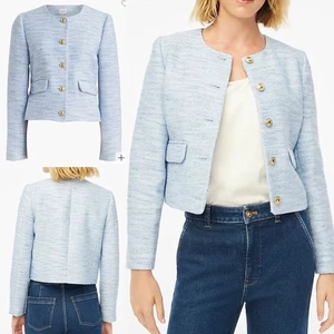 J. Chaqueta Crew Factory Tweed Dama Azul Cielo Talla 8 - Imagen 1 de 16