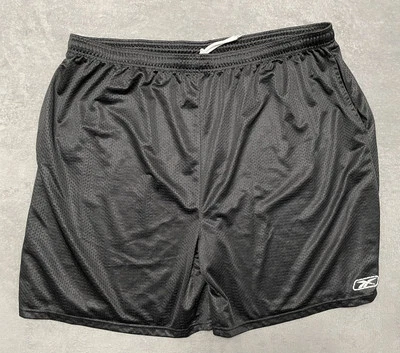 Vtg 90s Reebok Mens 4XL Black Spell Out Above Knee Mesh Shorts 8” - Image 1 of 4