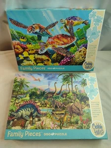 Cobble Hill Family Puzzles 2 Molokini Current & Prehistoric Party 350p Complete - Picture 1 of 11