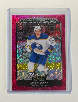 2022-23 OPC Platinum #204 Jack Quinn RC / Sabres Violet Pixels SP Rookie #32/299 - Image 1 of 3