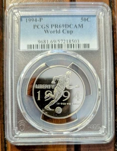 1994-P World Cup Soccer Clad Half Dollar PCGS PR69DCAM Brilliant Cameo-Free Ship - Picture 1 of 3