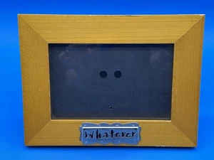 Vintage Yellow Wood Metal ‘Whatever’ Free Standing Wood Picture Frame - Picture 1 of 8