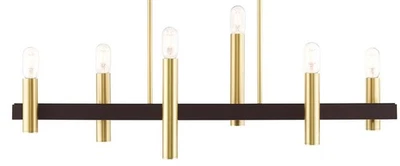 Livex Lighting 46866 Helsinki 6 Light 40"W Linear Chandelier - Satin Brass with - Image 1 of 4