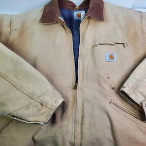 Vintage Carhartt Detroit Jacket J01 BRN Blanket Lined Size 50 Tall Made in USA - Picture 1 of 18