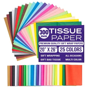 Gift Tissue Paper for Gift Bags - Tissue Paper Bulk | 25 Assorted Colors 300 ... - Picture 1 of 9