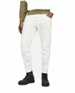Pantalones de mezclilla blancos G-Star Raw para hombre 34W-32L Motac deconstruidos 3D ajustados para moto nuevos con etiquetas - Imagen 1 de 17