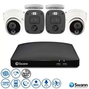 Swann 4680 4 Channel DVR 2TB 2x 1080MQB 2x1080MSD Camera Audio CCTV Enforcer Kit - Picture 1 of 6