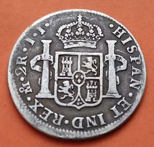 MEXICO 2 REALES 1818 JJ Mo FERNANDO VII MONEDA DE PLATA KM#93 España Colonial - Imagen 1 de 5