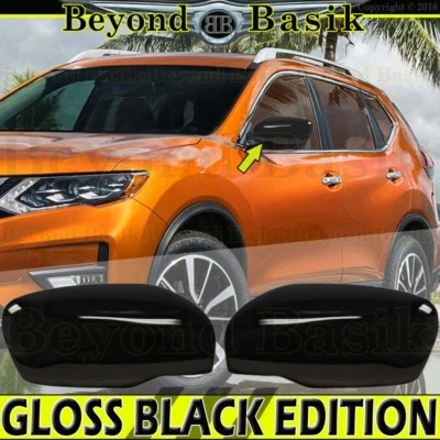 CUBIERTAS DE ESPEJOS RETROVISORES DEPORTIVOS PARA Nissan Rogue 2014-2020 sin orificio de señal de giro negro brillante Foto 1 de 4