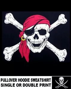 Laughing Pirate Skull Crossed Bones Jolly Roger Caribbean Hoodie Sweatshirt WS27 - Picture 1 of 12