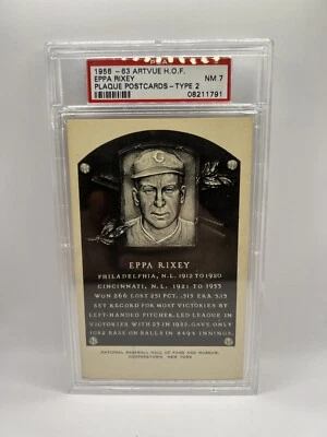 Eppa Rixey 1956-63 Artvue Type 2 Hall Of Fame Plaque Post Card PSA NM 7 - Image 1 of 2