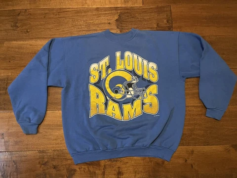 Vintage 1995 STL/LA Rams NFL Football Blue Crewneck Sweatshirt - Men's 2XL XXL Cover