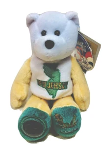 NWT 2001 Limited Treasures Plush Coin Bear New Jersey 3rd State 9" - Picture 1 of 12