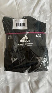 ADIDAS Women's Cushion Socks | Black | 6 pairs | Shoe size 5-10 - Picture 1 of 2