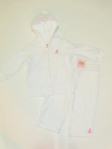 Set completo giacca pantaloni giacca felpa zip intera Juicy Couture bambina nuovo con etichette 12M bianco - Foto 1 di 1