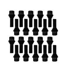 20 black Tracer Extended Wheel Bolts tapered M14x1,5 55mm for Citroën Fiat Ford