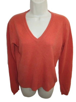 Suéter FWM Fenn Wright Manson 100 % 2 capas cachemir naranja cuello en V M Foto 1 de 4