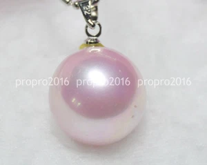 17 Inches Huge 16mm Purple Shell Pearl Pendant Silver Chain Necklaces PN872 - Picture 1 of 6