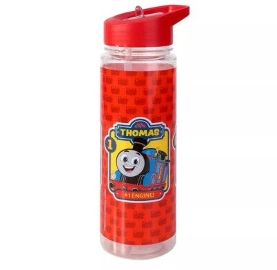 Thomas The Tank Engine Water Bottle Flask With Straw Clear Childrens Kids Boys - Image 1 of 4