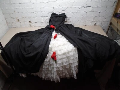 Vestido completo preto sem alças anos 60 anos 70 Mike Benet tule vermelho rosas renda gótica grunge 10 - Imagem 1 de 4