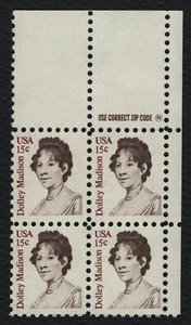 #1822 15c Dolley Madison, Zip Block [UR] postfrisch **ALLE 5 = KOSTENLOSER VERSAND** - Bild 1 von 1