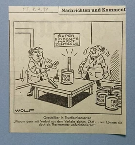 Old Display Tageblatt Coburg 08.02.71 Political Satire Politics Economy Wolf - Picture 1 of 2