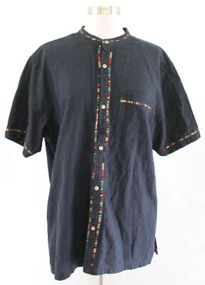 Рубашка Supreme мужская черная с полосатым воротником на пуговицах спереди с коротким рукавом вышитая L - Изображение 1 из 4