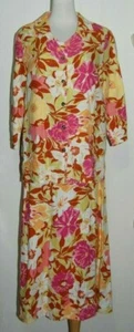Hot Cotton 100% Linen Floral 3 Pc Shell Tank Jacket Skirt Set Suit Medium Small - Picture 1 of 6