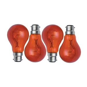 4x 60W BC B22 ROT FIREGLOW STANDARD BAJONETT GLS GLÜHBIRNEN LAMPEN - Bild 1 von 3