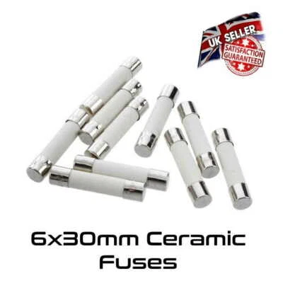 Fusible 6mm x 30mm Cerámica Soplado Rápido Microondas 1 2 3 4 5 6 8 10 15 20 30 Amp Foto 1 de 3