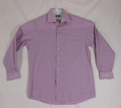 Van Heusen Shirt Men's 15.5-33 Button Down Long Sleeve Pink Micro Check - Image 1 of 4