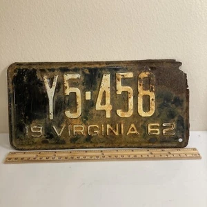 Vintage Rusty 1962 Virginia License Plate - [Y5-458] - Imagen 1 de 2