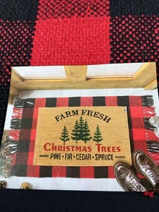 Hobby Lobby Christmas Black Red Buffalo Plaid Check Rug 24" x 36" Front Door NWT - Picture 1 of 4