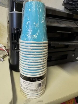 Touch Of Color 24 Count 9oz Hot/Cold Paper Cups Bermuda Blue New!!! - Image 1 of 2