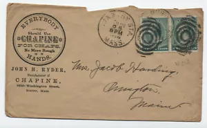 c1890 Roxbury Sta. Copertina pubblicitaria MA Chapine con etichetta legata [y3572] - Foto 1 di 3