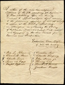 STAMFORD, CT ~ REGIMENTAL ORDERS, Horse Artillery Muster ~ Mss. Document 1841 - Picture 1 of 2