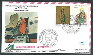 1988 VATICANO VIAGGI DEL PAPA DISPACCIO AEREO ZIMBABWE TIMBRO ARRIVO - SV2 - Picture 1 of 1