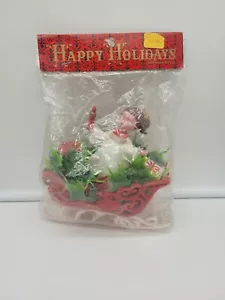 VTG Flocked Blow Mold Choir Angel Sleigh Candle Christmas Centerpiece Hong Kong - Picture 1 of 19