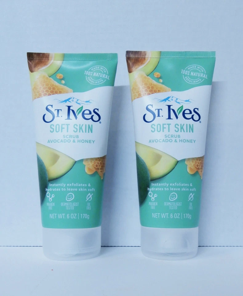 2 St. Ives Soft Skin Face Scrub - Avocado and Honey 6oz