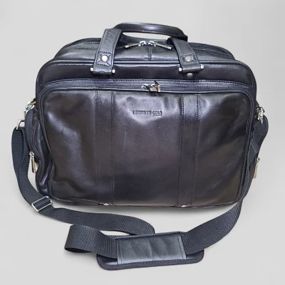 KENNETH COLE NEW YORK Bolso de Viaje de Cuero Genuino Hombre Maletín Negro De Colección Foto 1 de 4