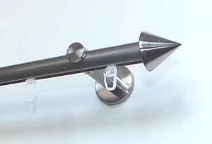 Vorhangstange 20 mm Ø mit Kegeln Edelstahl Optik rund mit Innenlauf und Gleitern - Bild 1 von 1