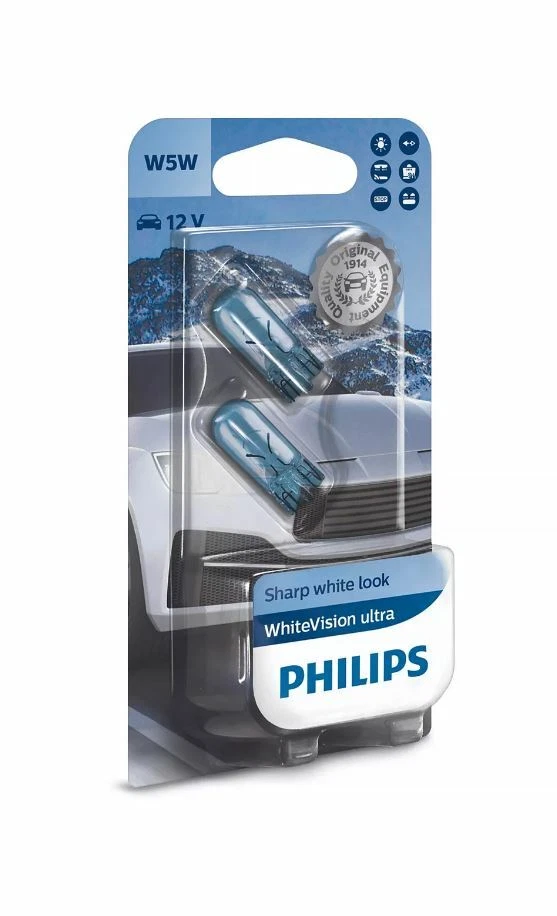 Philips 12961WVUB2 12V 5W Coche Bombillas WhiteVision ultra W5W - Imagen 1 de 1