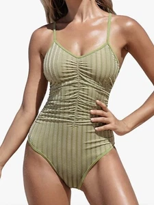 Woman’s One Piece Swimsuit V-Neck Bathing Suit Crisscross Back Tie Medium 8-10 - Picture 1 of 4