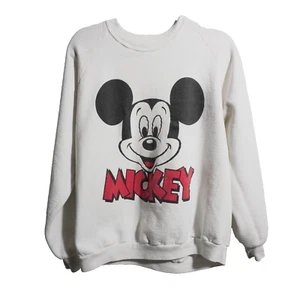 Vintage Mickey Mouse Disney Crewneck Sweatshirt One Size 80s 90s VTG White Retro - Picture 1 of 7