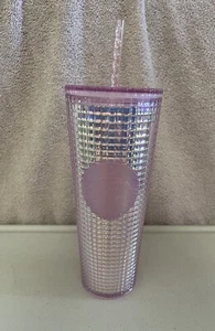 Starbucks PINK HOLOGRAM Studded Grid Disco Tumbler Holiday 2020 Cold Cup 24 oz - Bild 1 von 10